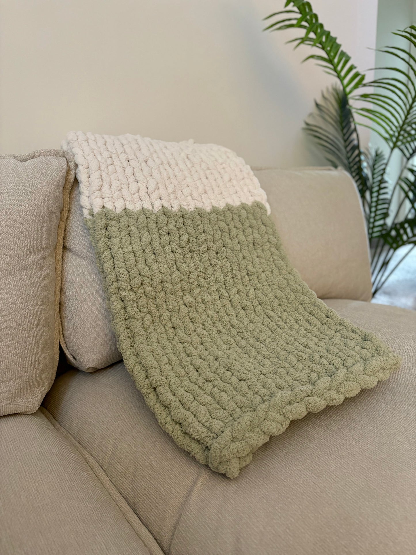 Baby Blanket - Ivory & Sage