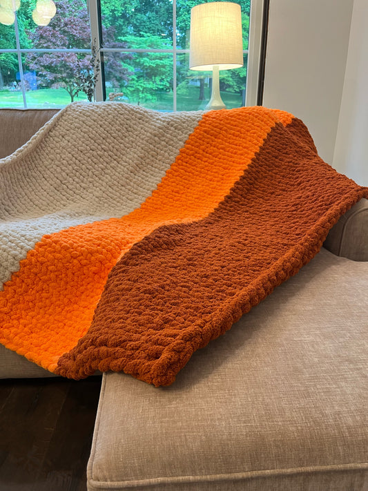 Large Blanket - Cream & Orange Tones